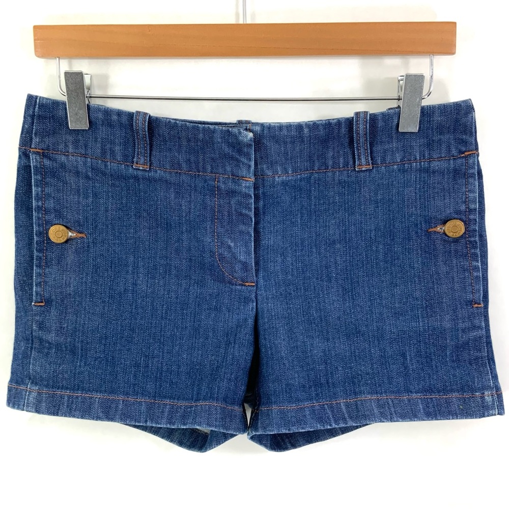 J.CREW Jean Shorts Size 4 Flat Front Blue Denim Shorts B21